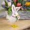 8.75" Floral Easter Chick Accent with Polka Dot Faux Fur Rabbit Ears